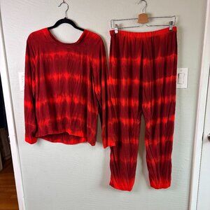 NWT Raquel Allegra Red Coordinated Set Long Sleeve Shirt and Pants